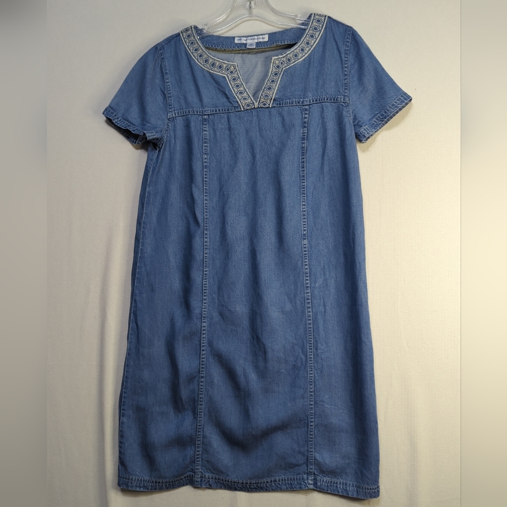 Southern Tide Holly Embroidered Chambray Light Indigo Dress sz X Small 583
